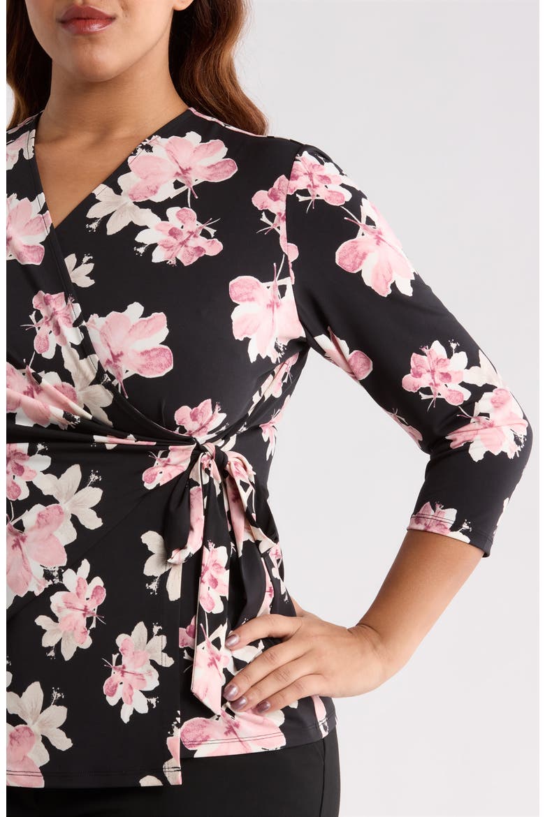 Floral Print Wrap Top, Alternate, color, ANNE BLACK MULTI