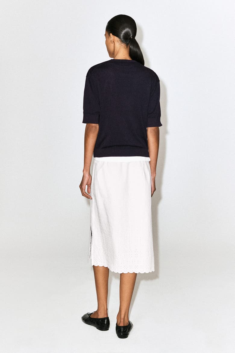 Knitted Cotton T-shirt, Alternate, color, NAVY