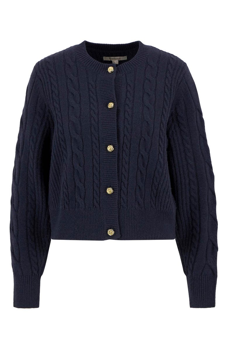 Barbour Elina Cable Stitch Wool & Cashmere Cardigan, Alternate, color, Dark Navy