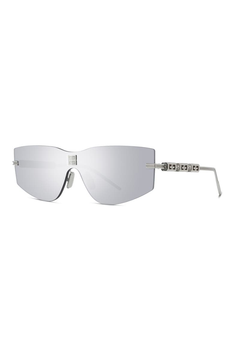 4Gem 138mm Oval Sunglasses, Alternate, color, SHINY PALLADIUM / SMOKE MIRROR