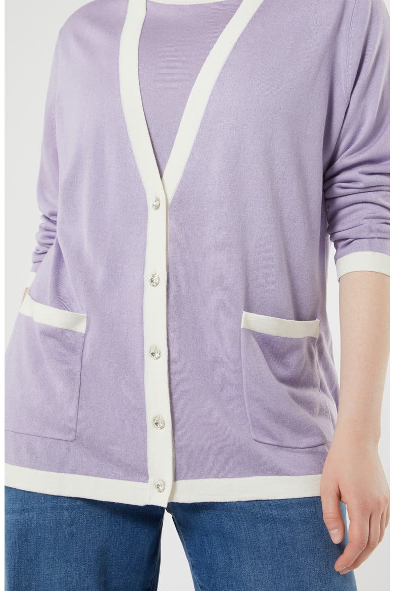 Mrs. Ottimo Silk & Cashmere Cardigan, Alternate, color, LILAC