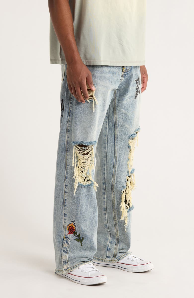 DIET STARTS MONDAY Doodle Embroidered Ripped Cotton Jeans, Alternate, color, Indigo