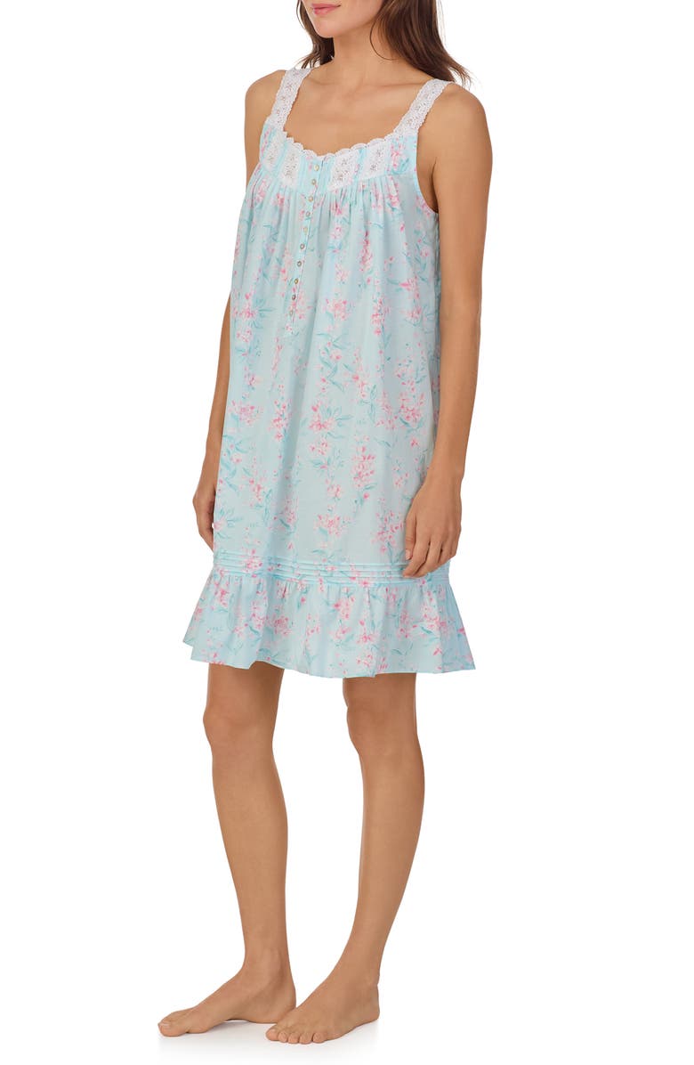 Eileen West Floral Sleeveless Short Jersey Chemise, Alternate, color, 