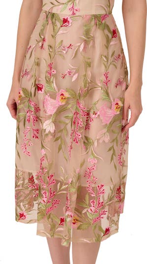 Adrianna Papell Floral Embroidered Sleeveless Fit & Flare