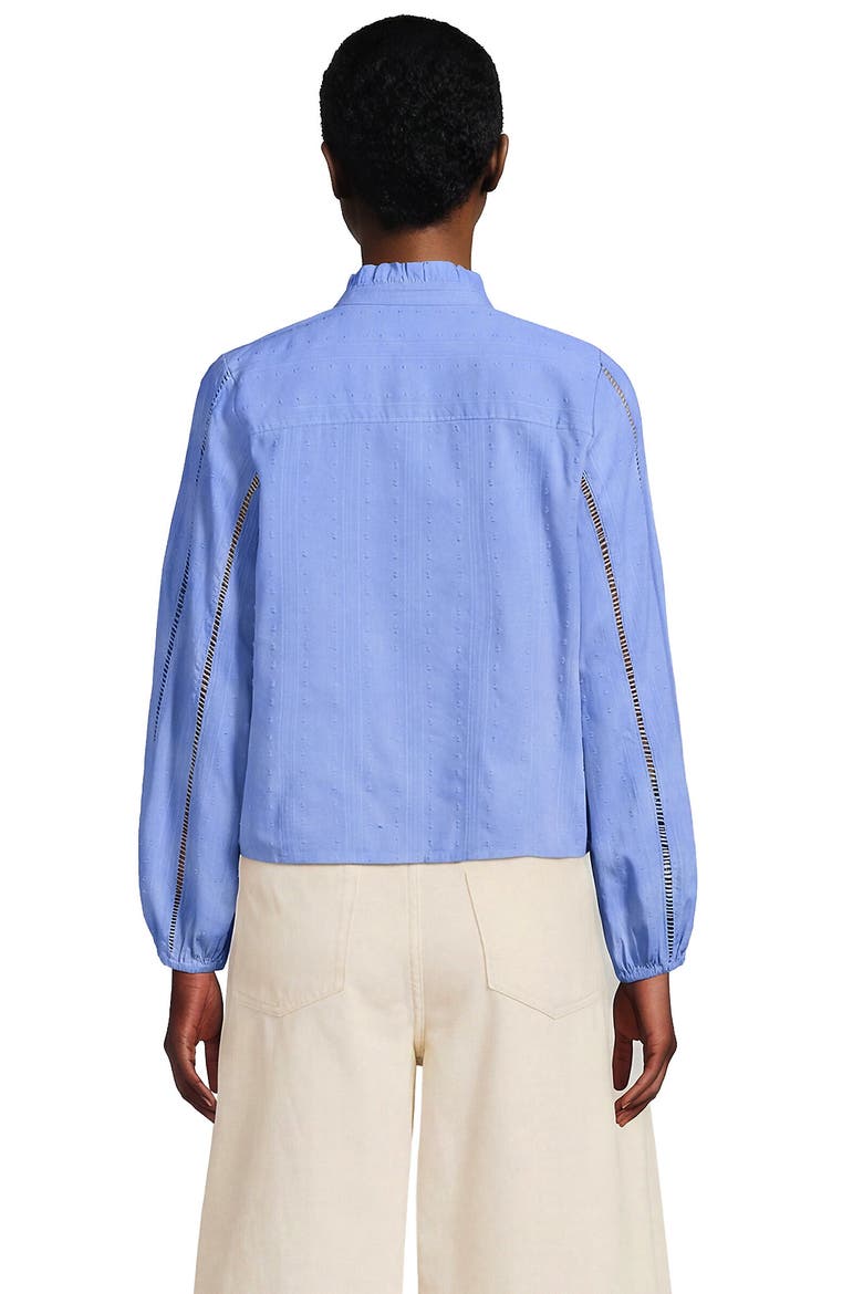 Ruffle Neck Button Front Shirt, Alternate, color, Clear Blue Sky