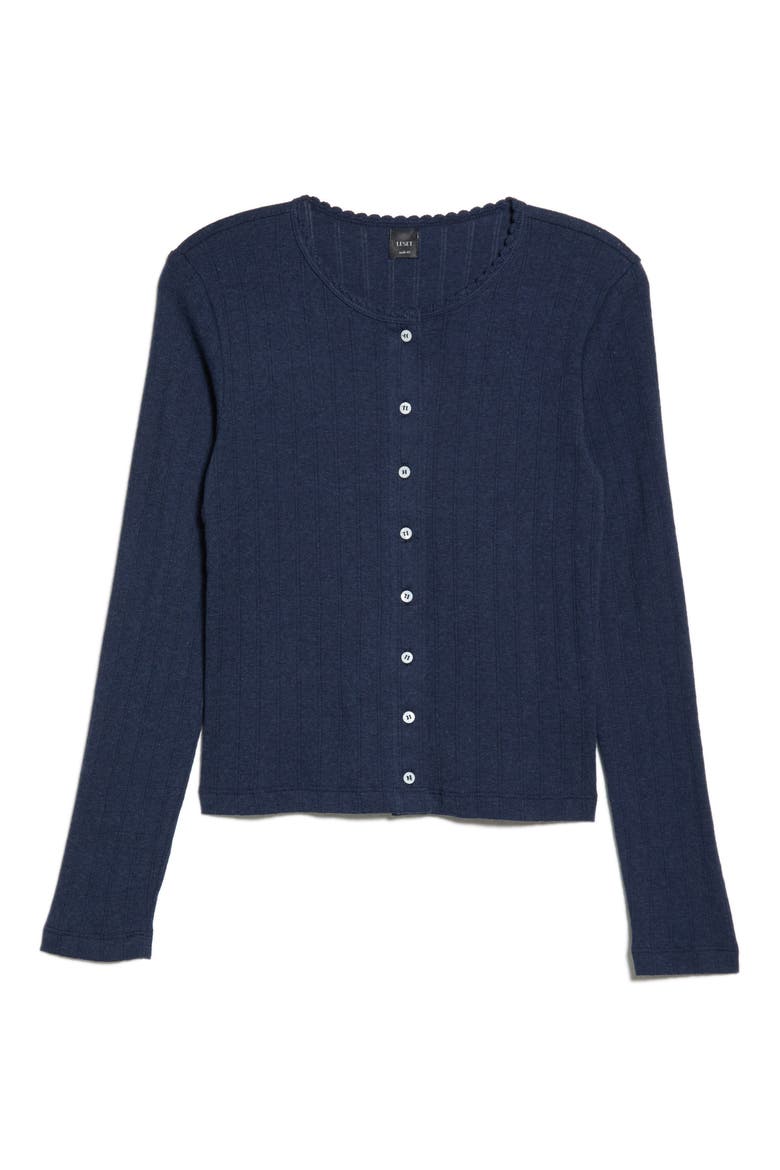 Classic Pointelle Cardigan, Main, color, MIDNIGHT MELANGE