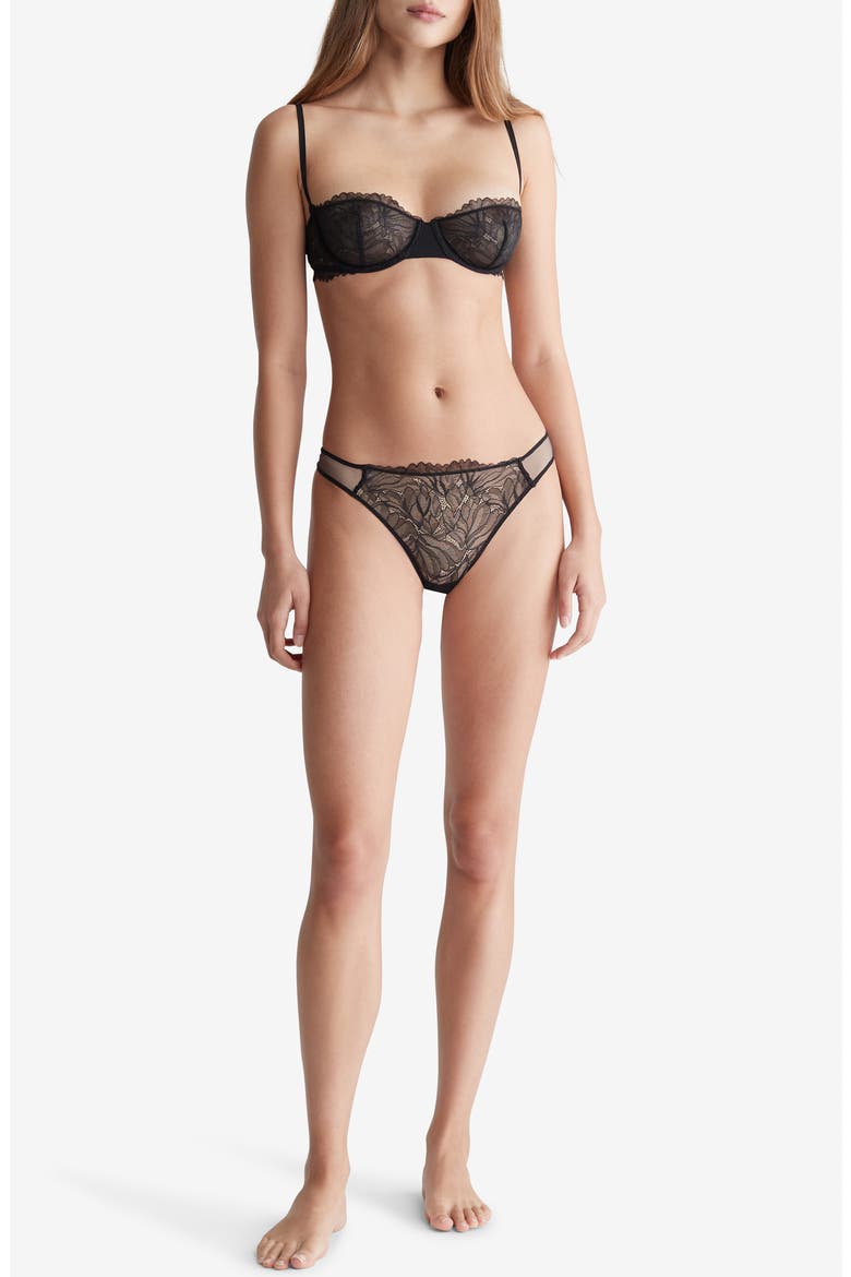 Floral Lace Thong, Alternate, color, BLACK