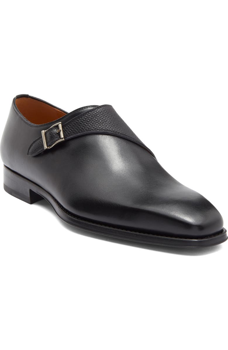 Magnanni Aneto II Monk Strap Shoe, Main, color, Black / Black