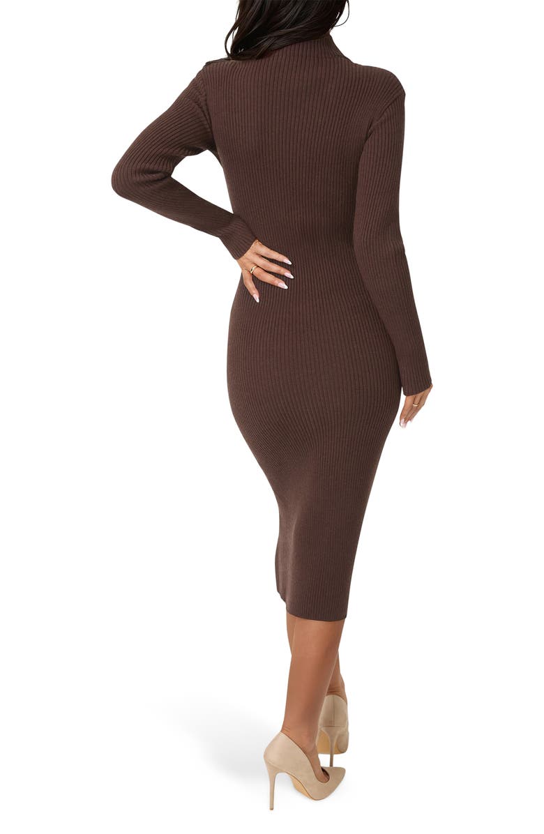 bebe Mock Neck Sweater Midi Dress, Alternate, color, Chocolate