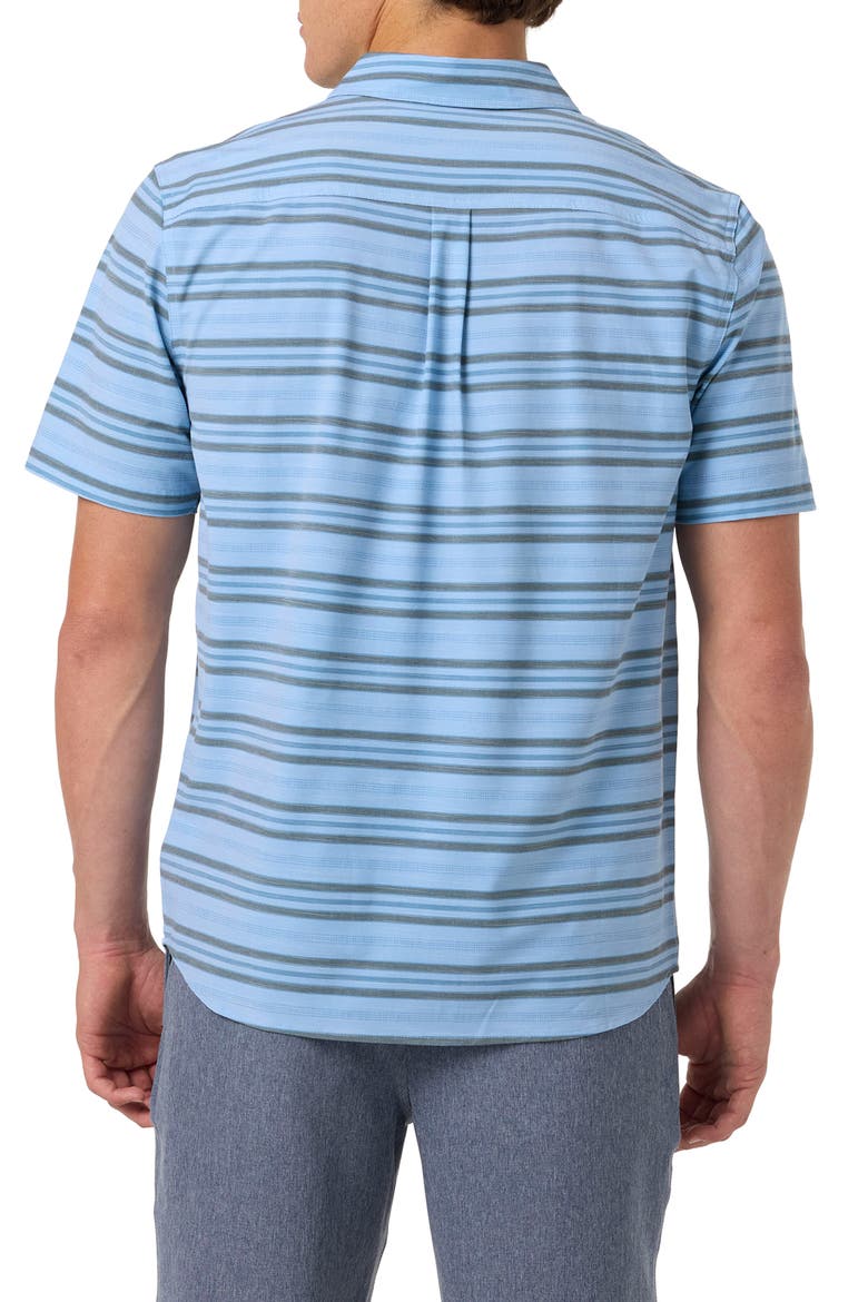 Relaxed Fit Short Sleeve Performance Slub Button-Up Shirt, Alternate, color, BLUE GLASS