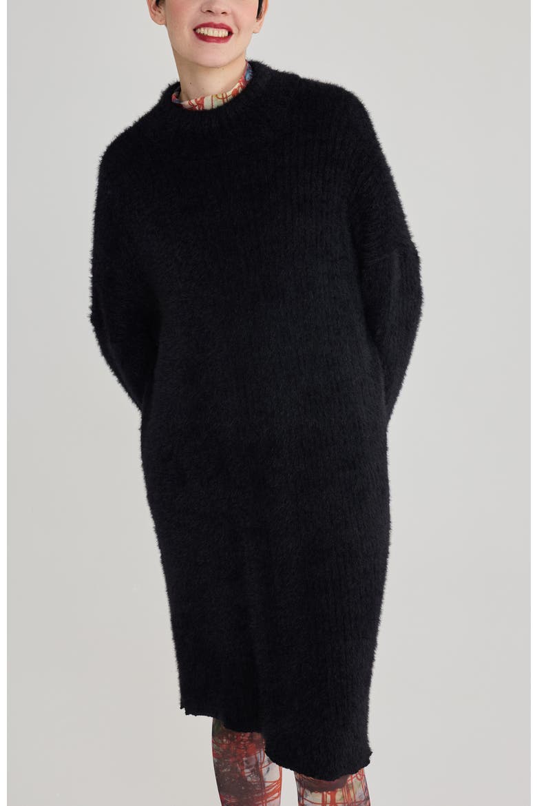Capucine Shaggy Knit Dress, Main, color, Black