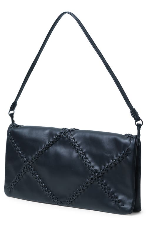 Callista Smooth Leather Foldover Clutch In Black