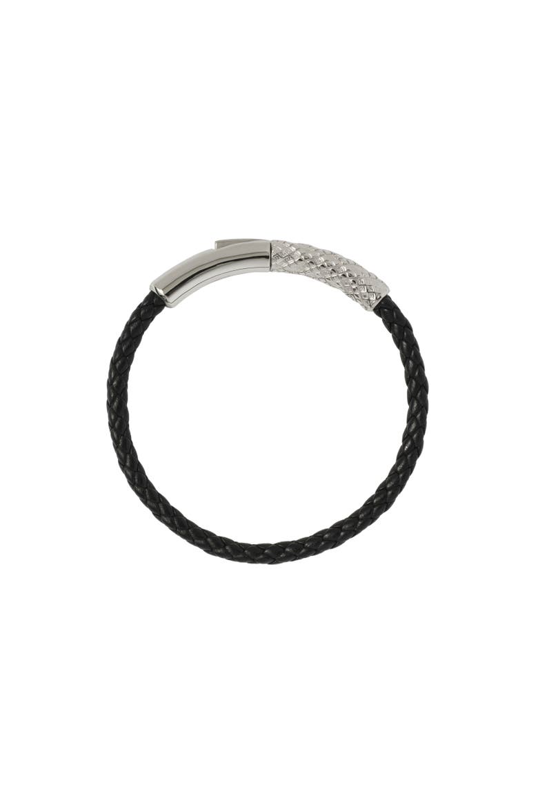 Leather Check Bracelet, Alternate, color, Silver/black