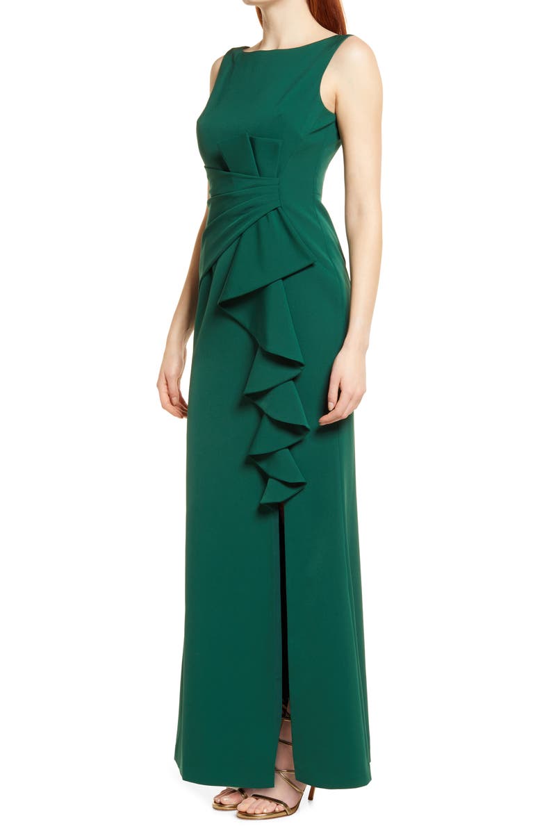 Eliza J Ruffle Front Gown, Alternate, color, Hunter