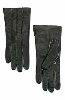 Contrast Rope Stitched Leather Gloves