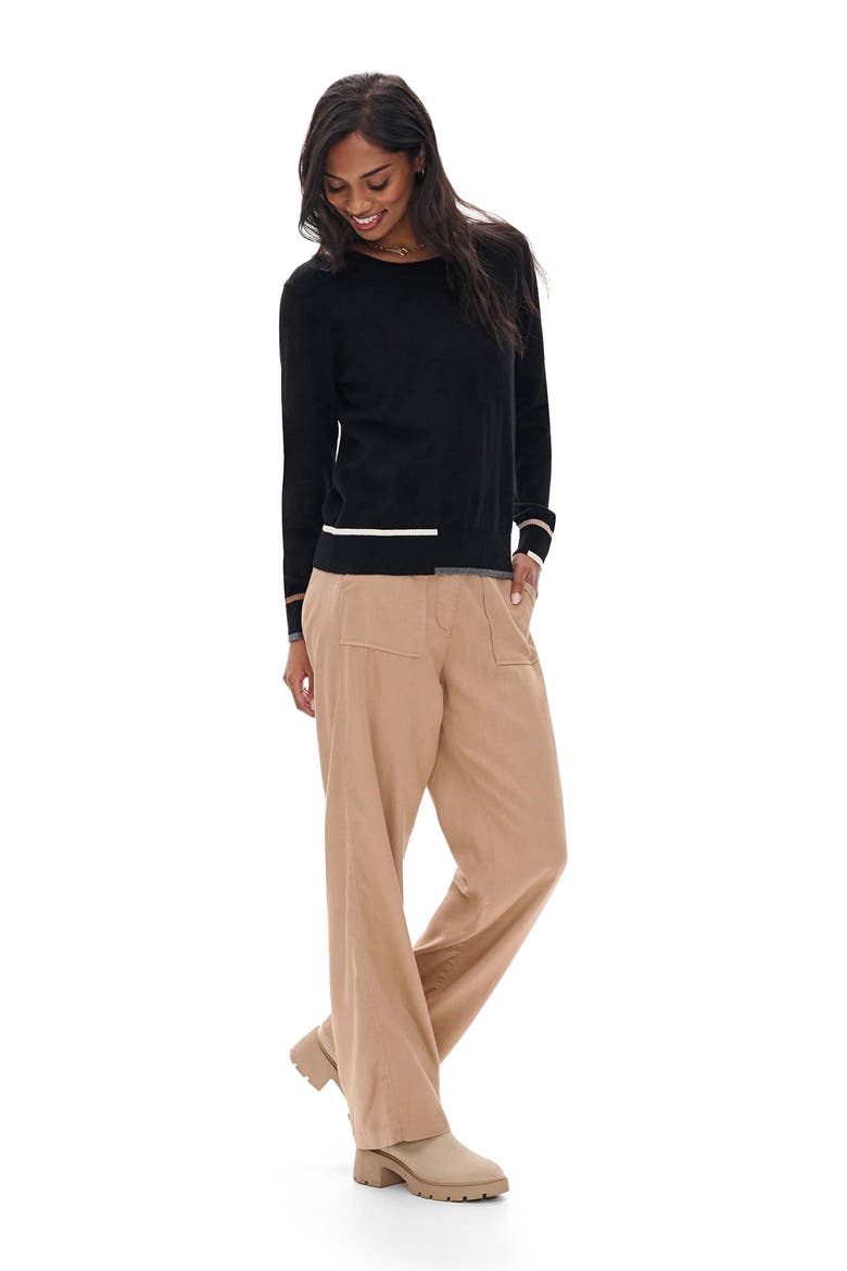 Eden Crewneck Cotton & Cashmere Sweater, Alternate, color, BLACK