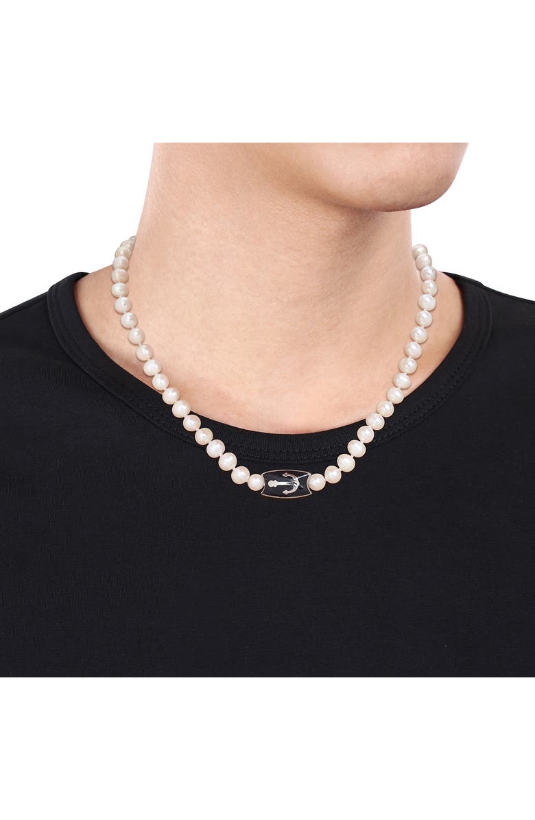 DELMAR Cultured Pearl Anchor Pendant Necklace, Alternate, color, Ivory