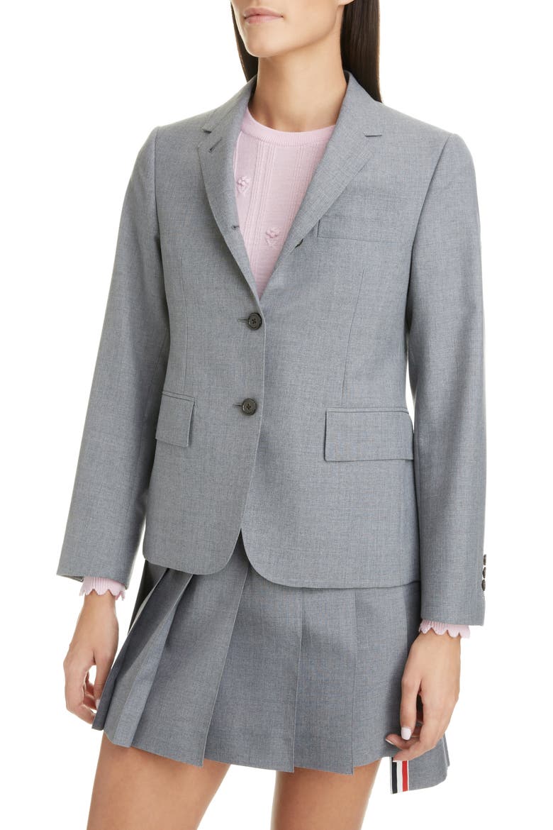 Shrunken Wool Blend Blazer, Alternate, color, MED GREY