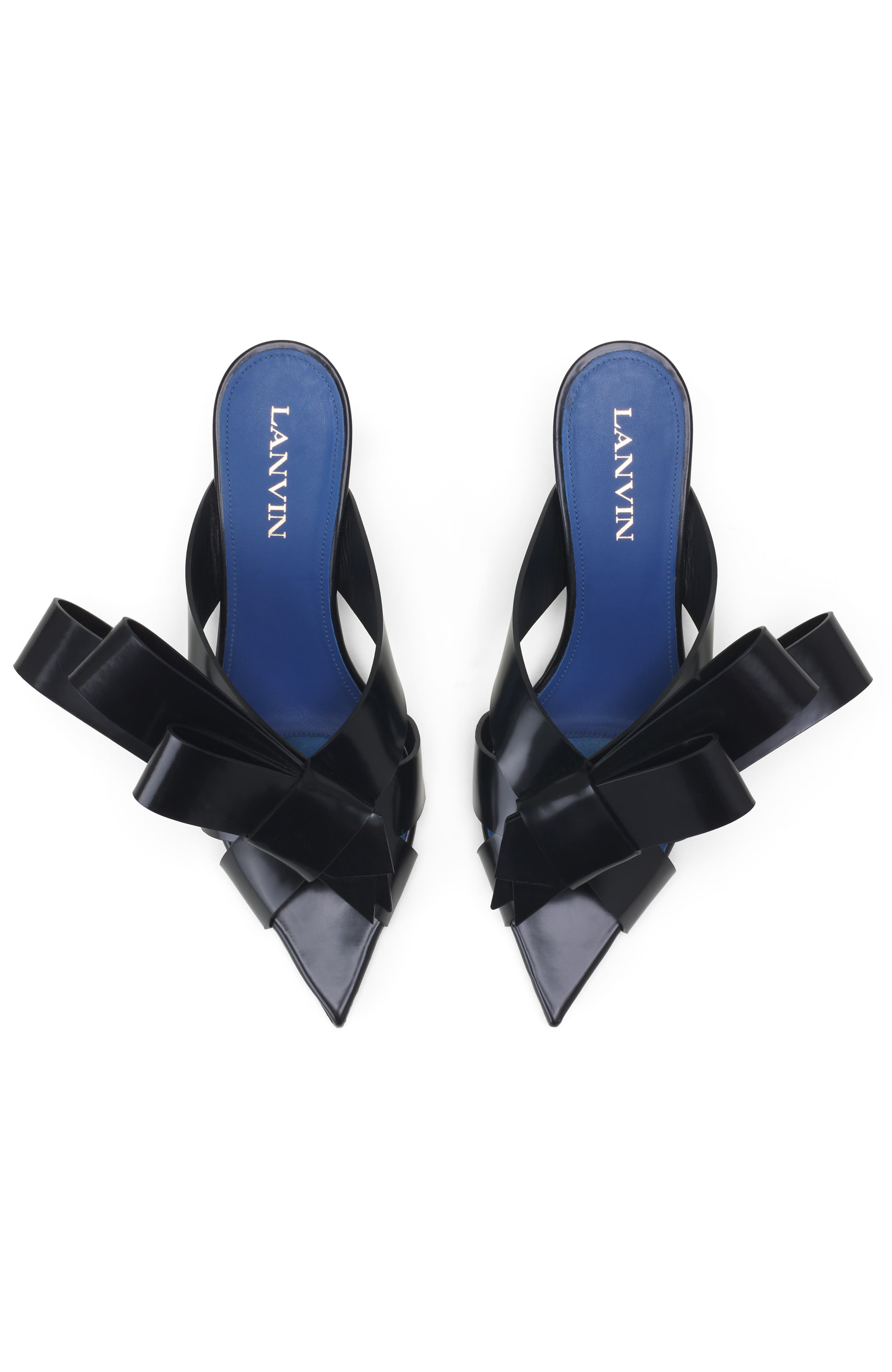 Lanvin Cadeau Leather Mules With Heel, Alternate, color, Black