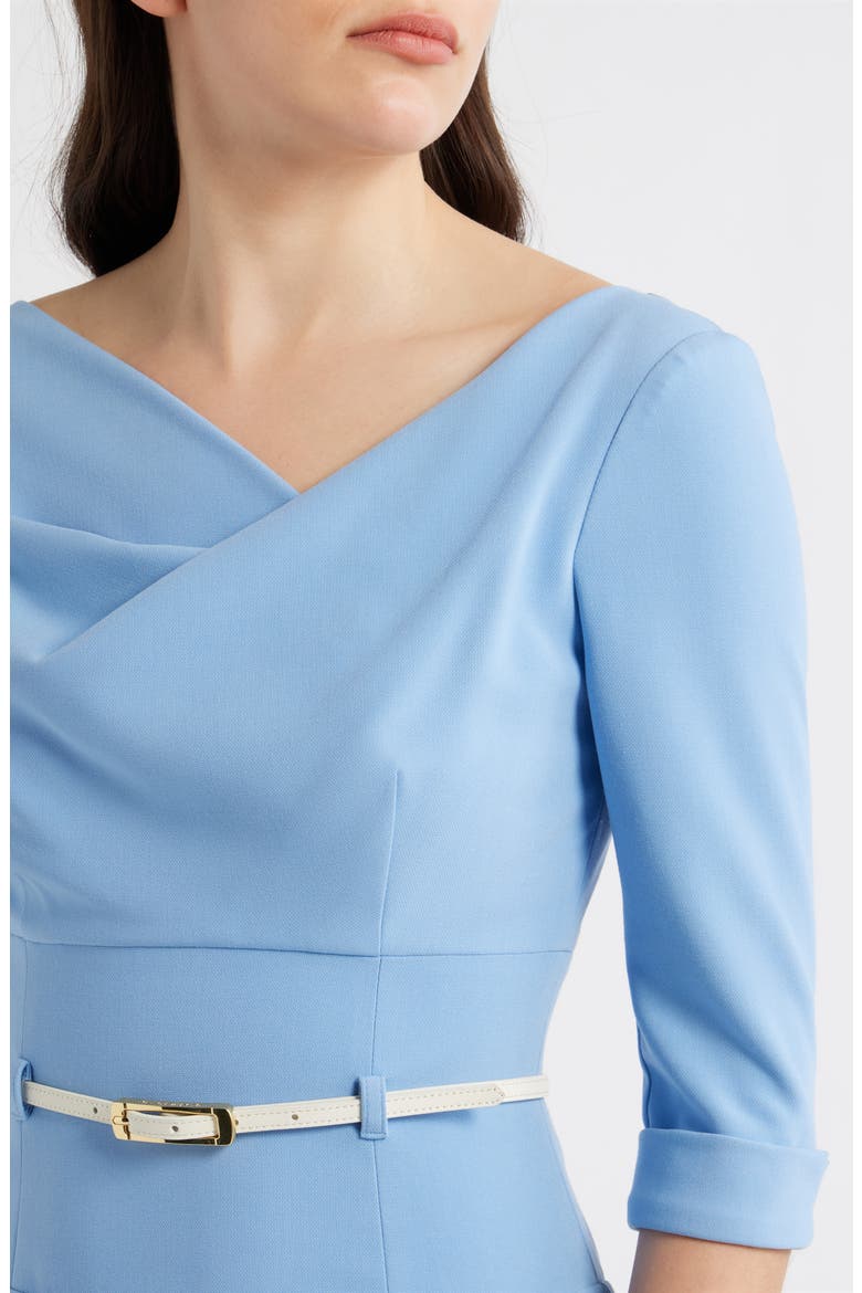 Belted Drape Neck Sheath Dress, Alternate, color, MINERAL