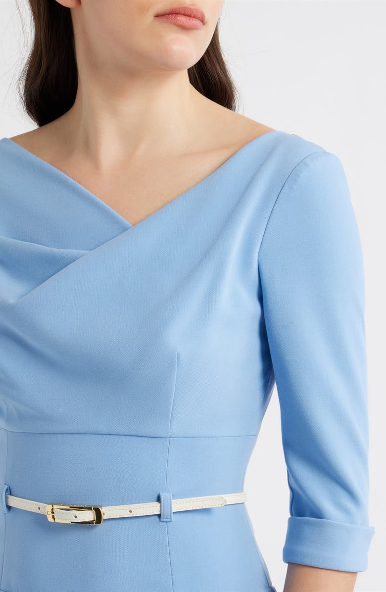 Black Halo Belted Drape Neck Sheath Dress, Alternate, color, Mineral