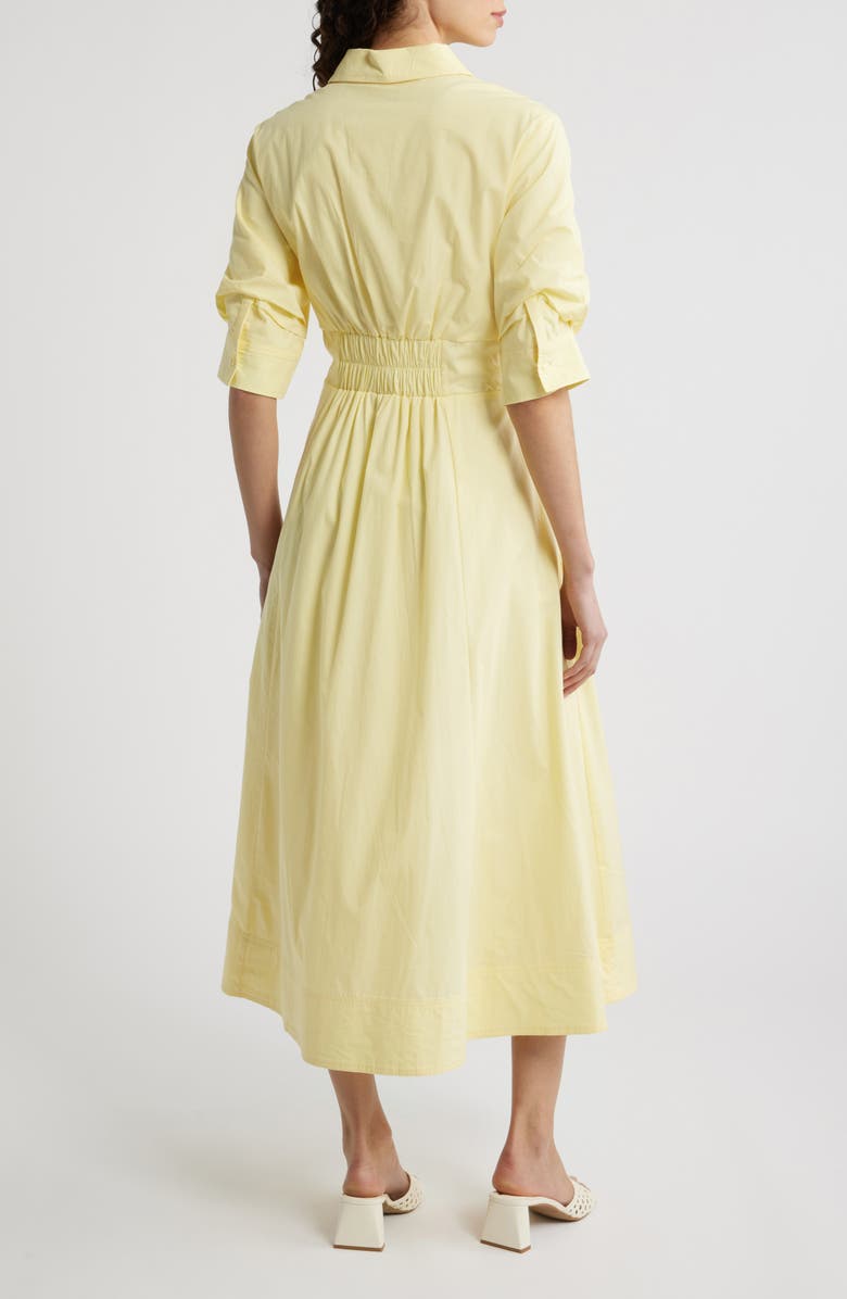 Vince Camuto Pleated Cotton Button-Up Maxi Shirtdress, Alternate, color, Lemon Cream