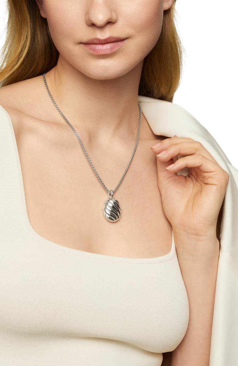 David Yurman Sculpted Cable Coin Pendant, Alternate, color, Sterling Silver