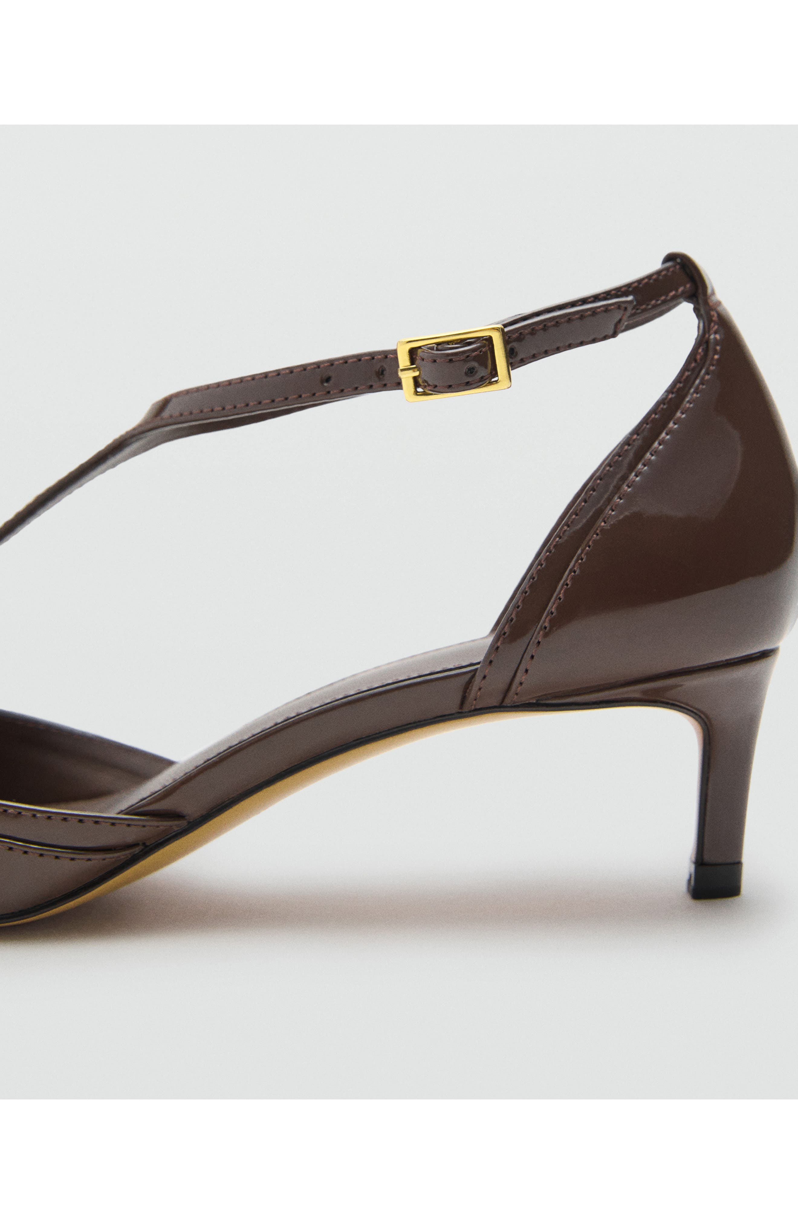 MANGO T-Strap Kitten Heel Pump, Alternate, color, Khaki Brown