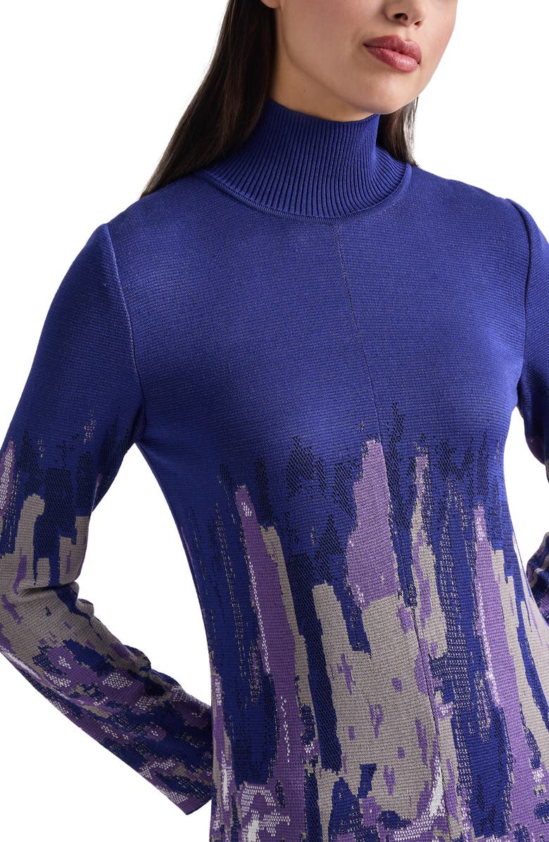 Misook Watercolor Long Sleeve A-Line Knit Dress, Alternate, color,