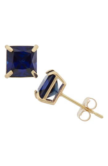 Fuzion Creations Princess Cut Stud Earrings In 10kt Cr Sapphire