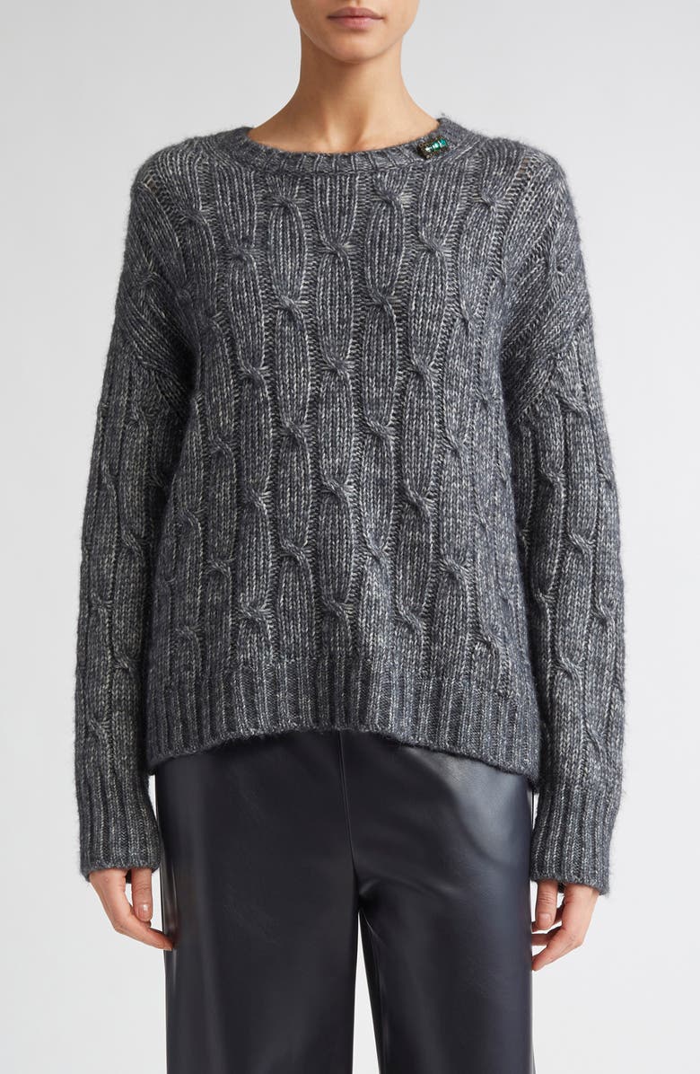 Max Mara Cabaret Oversize Cotton & Alpaca Blend Sweater, Main, color, Dark Grey