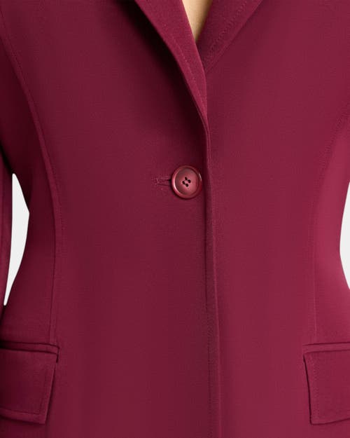 Santorelli Jess Single Button Peak Lapel Jacket With Seam Detail In Fluid Techno Crepe In Cherry Cola