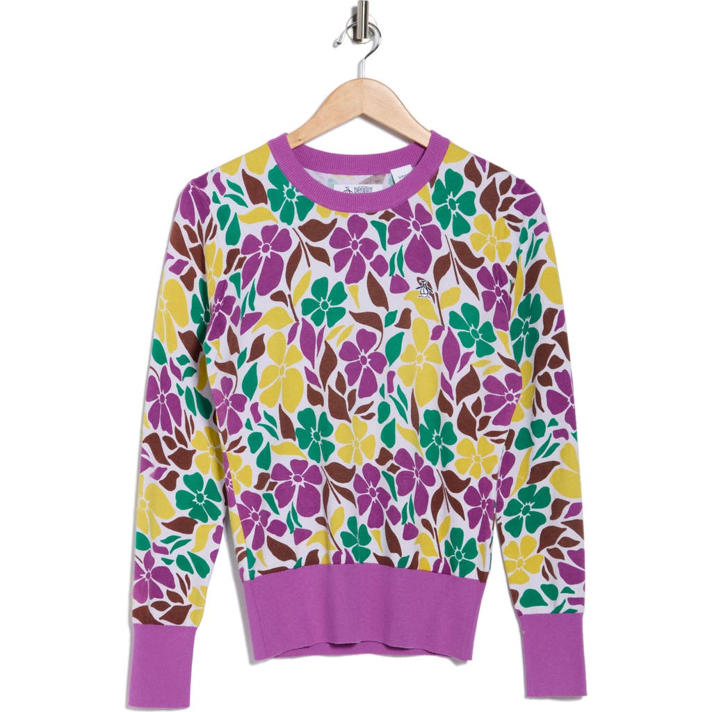Original Penguin Floral Sweater In Purple
