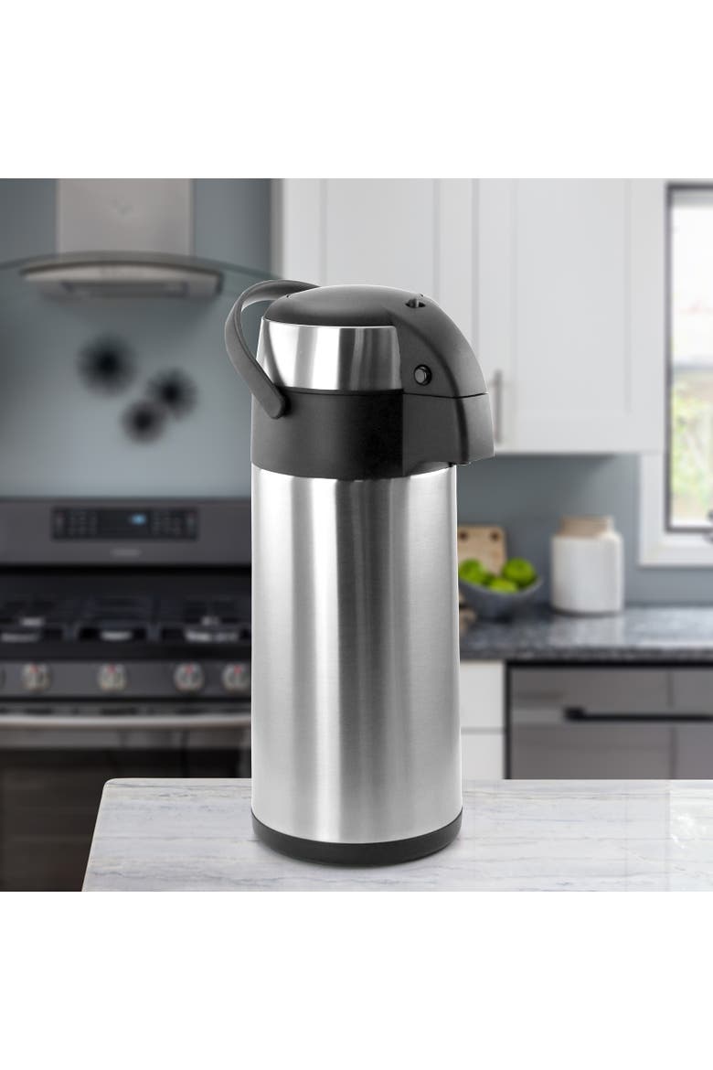 5.3 Quart Stainless Steel Airpot Hot Water Dispenser for Coffee and Tea, Alternate, color, Silver