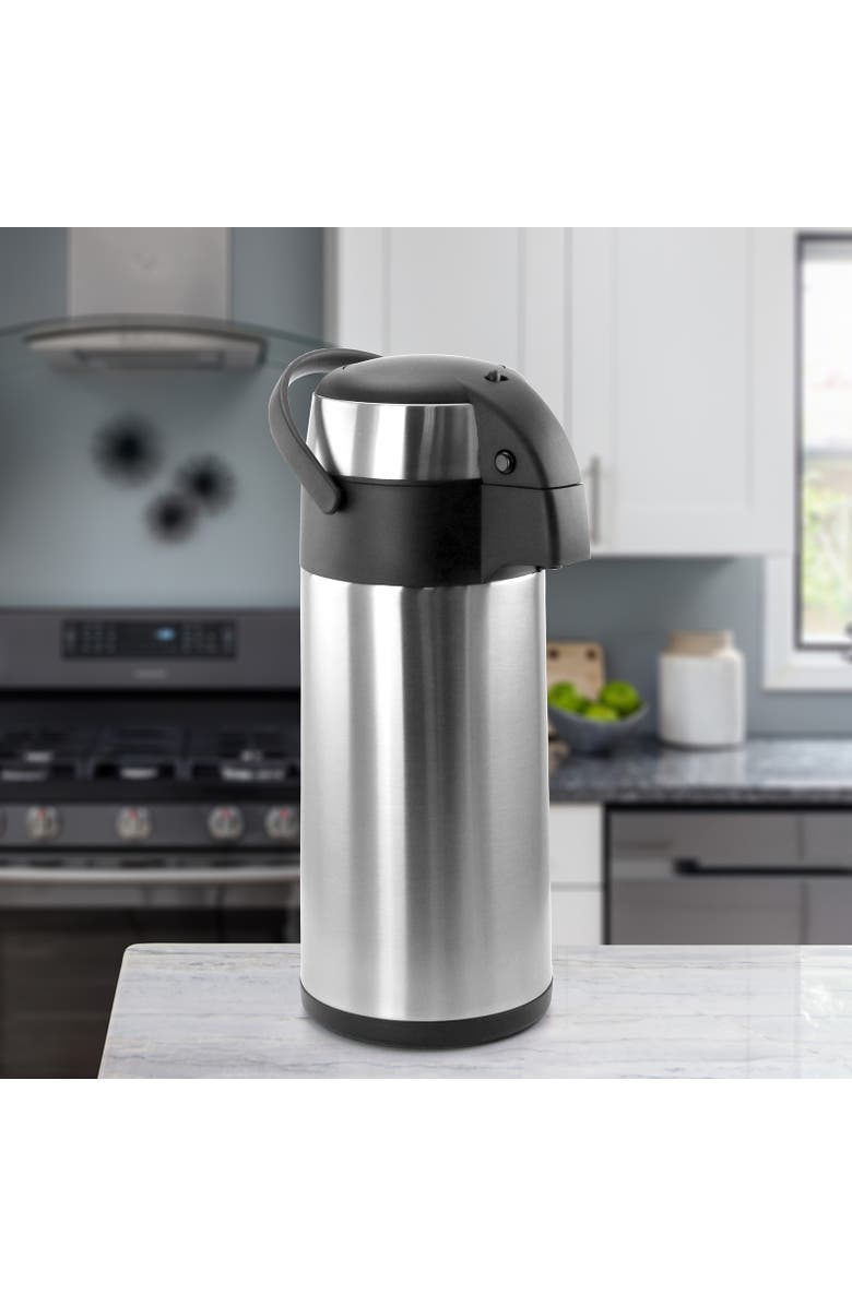 Megachef 5.3 Quart Stainless Steel Airpot Hot Water Dispenser for Coffee and Tea, Alternate, color, Silver