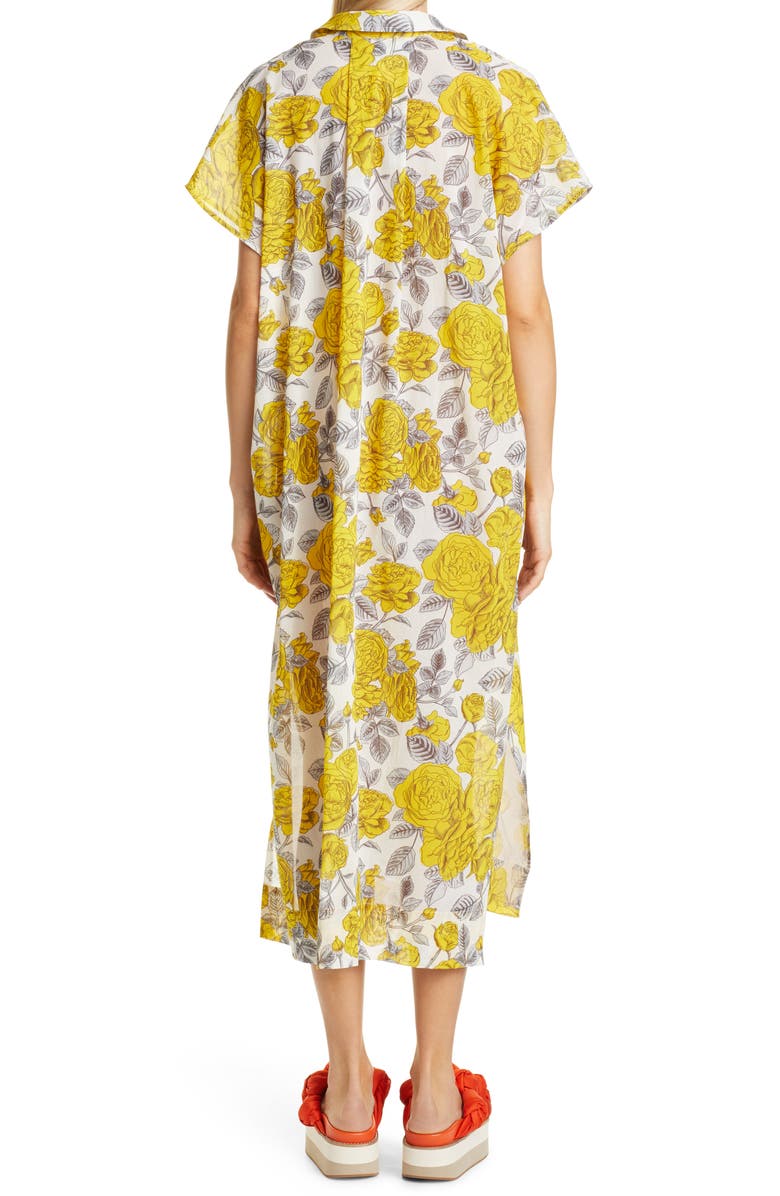 Ganni Floral Print Organic Cotton Cover-Up Dress, Alternate, color, 