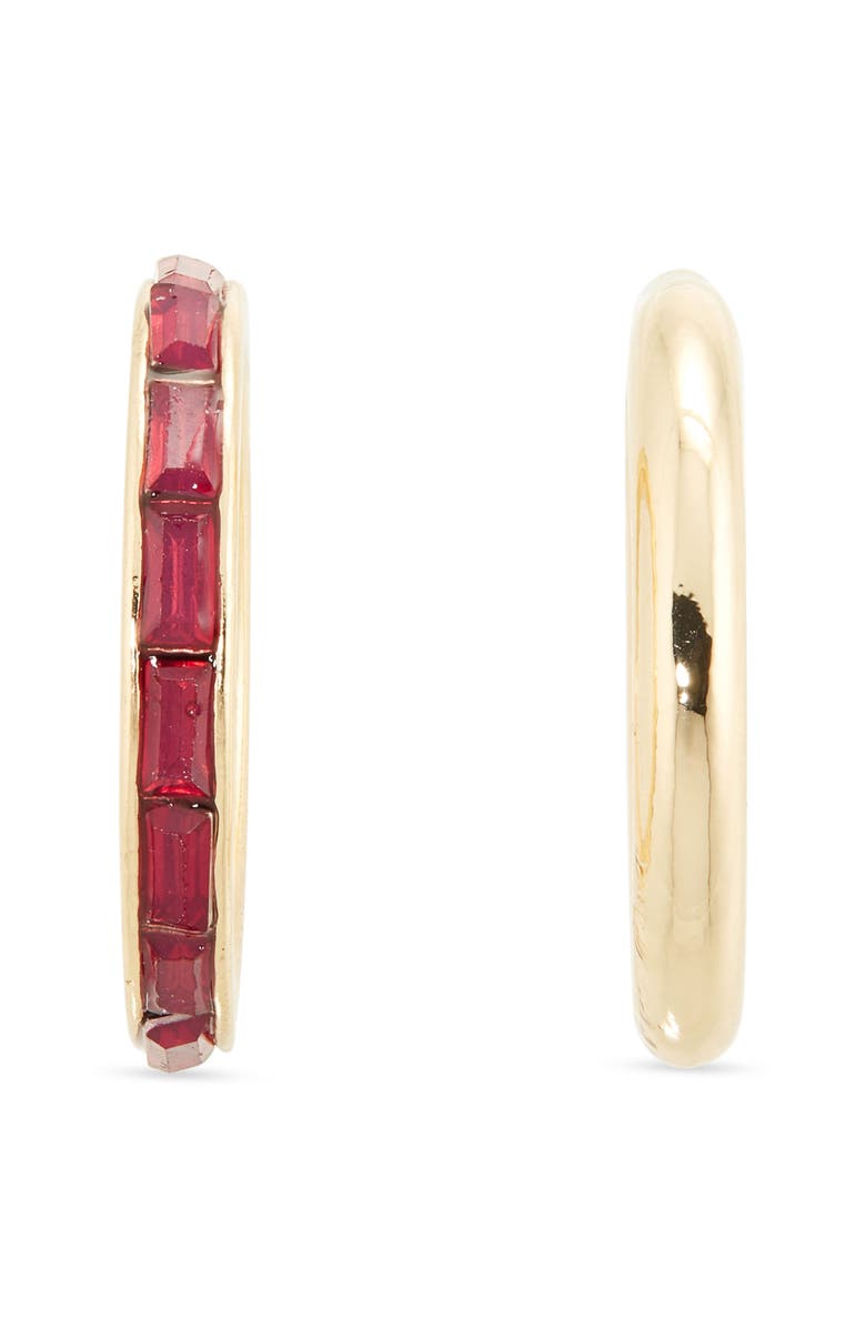 NORDSTROM RACK Set of 2 Baguette Cut Cubic Zirconia Rings, Alternate, color, Red- Gold