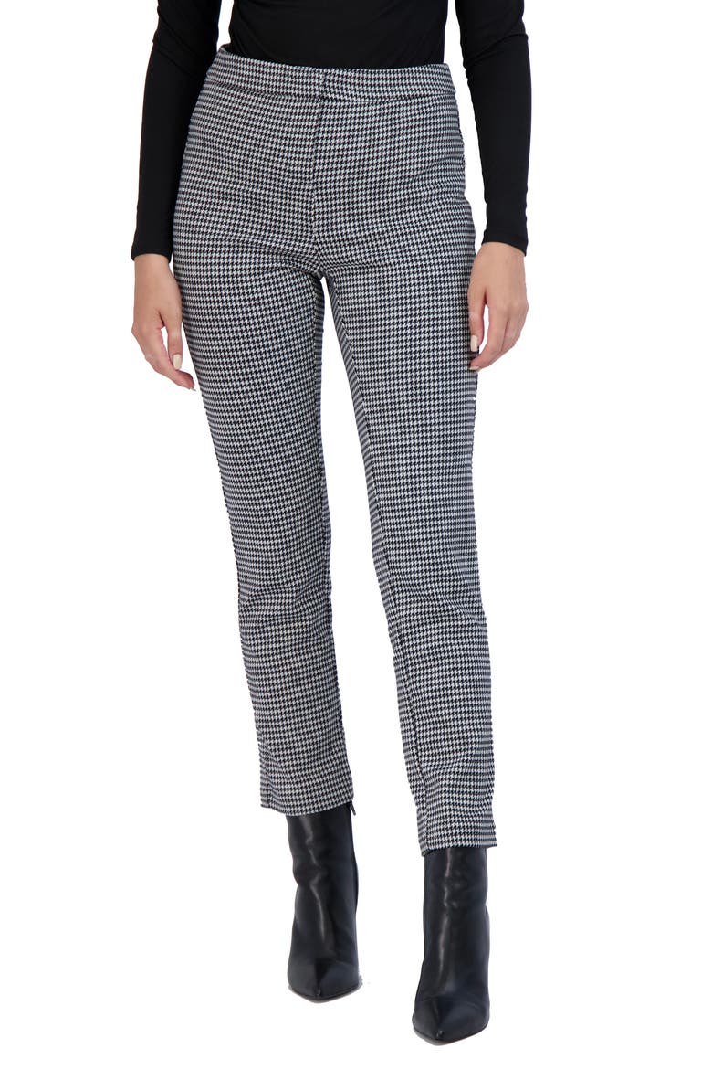 Houndstooth Straight Leg Pants, Main, color, BLACK/ WHITE
