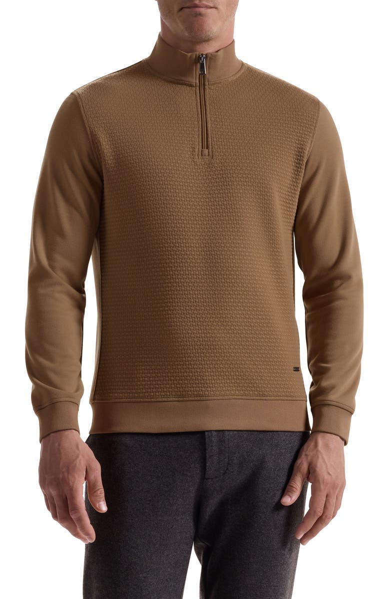 Bugatchi Quarter Zip Top, Main, color, Camel