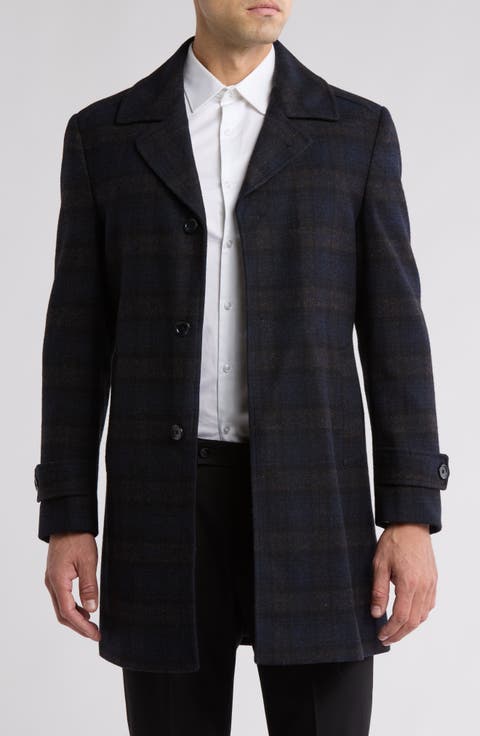 Plaid Wool Blend Overcoat (Short, Regular, Long & Big)