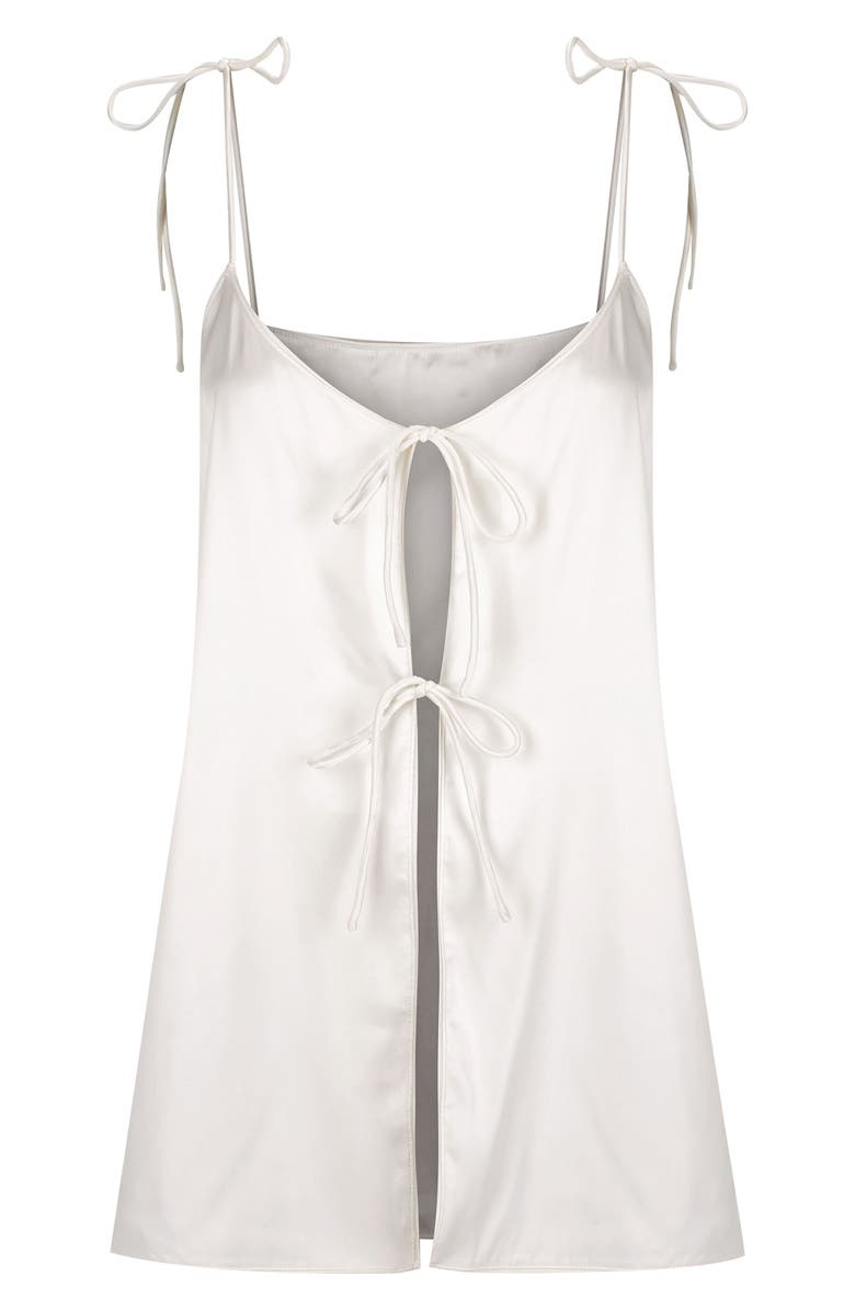 Kat The Label Lottie Tie Front Tunic, Alternate, color, Ivory