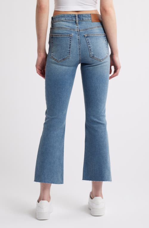 Hidden Jeans Raw Hem High Waist Crop Flare Jeans In Medium Wash