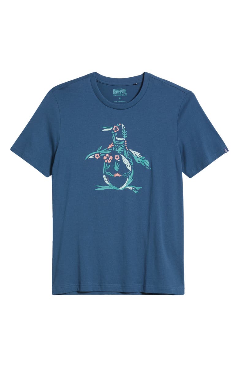 Original Penguin Floral Pete Organic Cotton Graphic T-Shirt, Alternate, color, Blue Wing Teal
