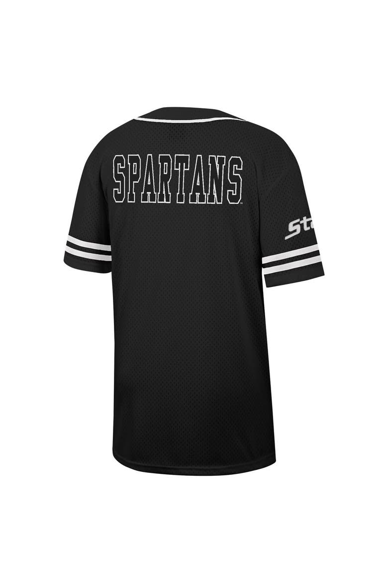 Men's Colosseum Black Michigan State Spartans Free Spirited Mesh Button-Up Baseball Jersey, Alternate, color, Black