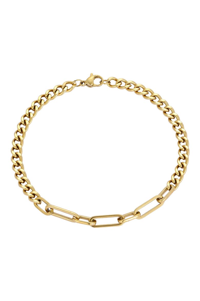 Men's 18k Gold Plated Curb & Paperclip Chain Necklace, Main, color, GOLD
