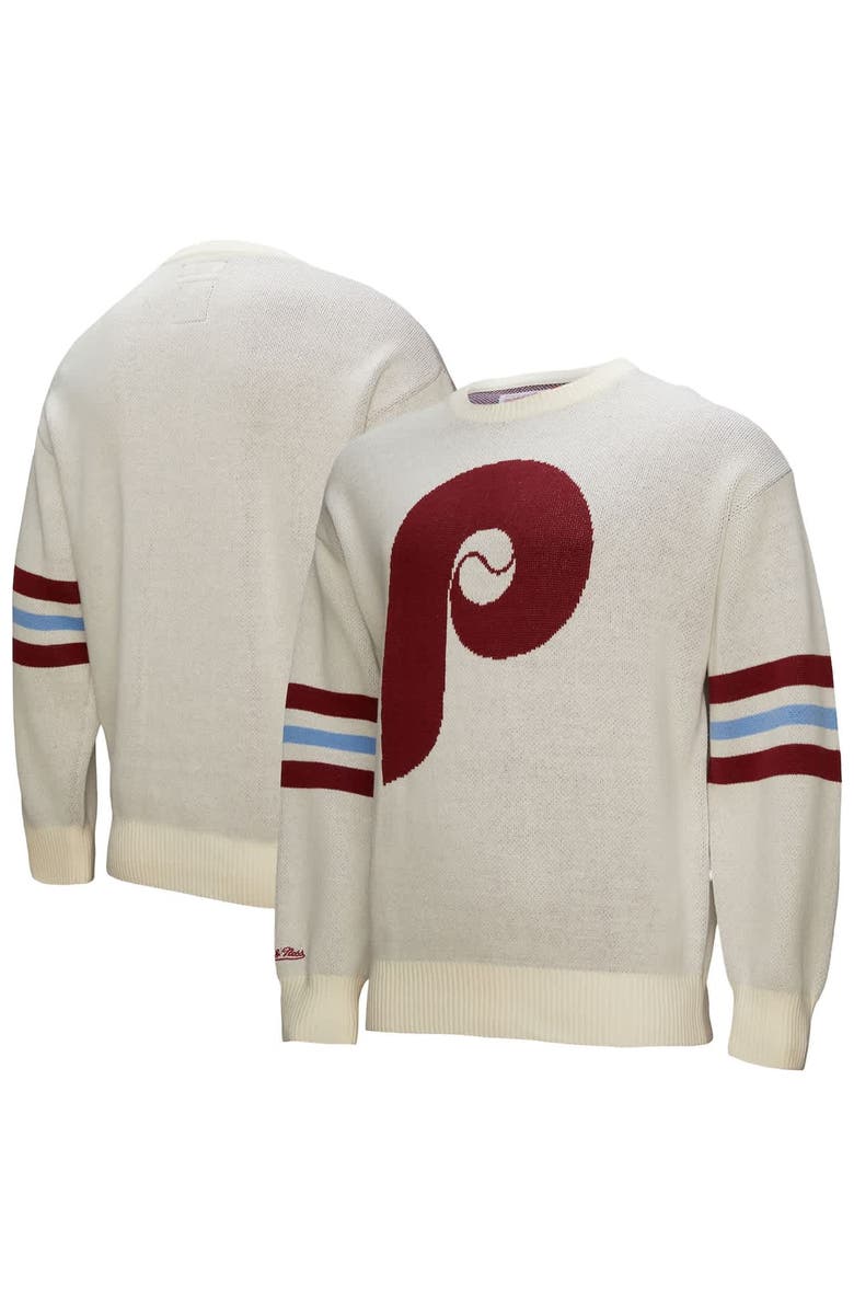 Mitchell & Ness Men's Mitchell & Ness Cream Philadelphia Phillies Retro Pullover Sweater, Main, color, Cream
