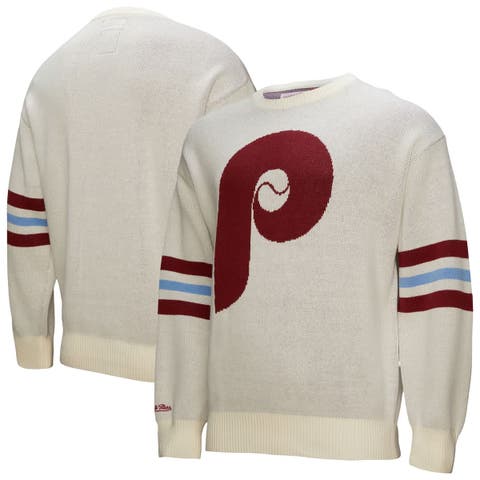 Men's Mitchell & Ness Cream Philadelphia Phillies Retro Pullover Sweater