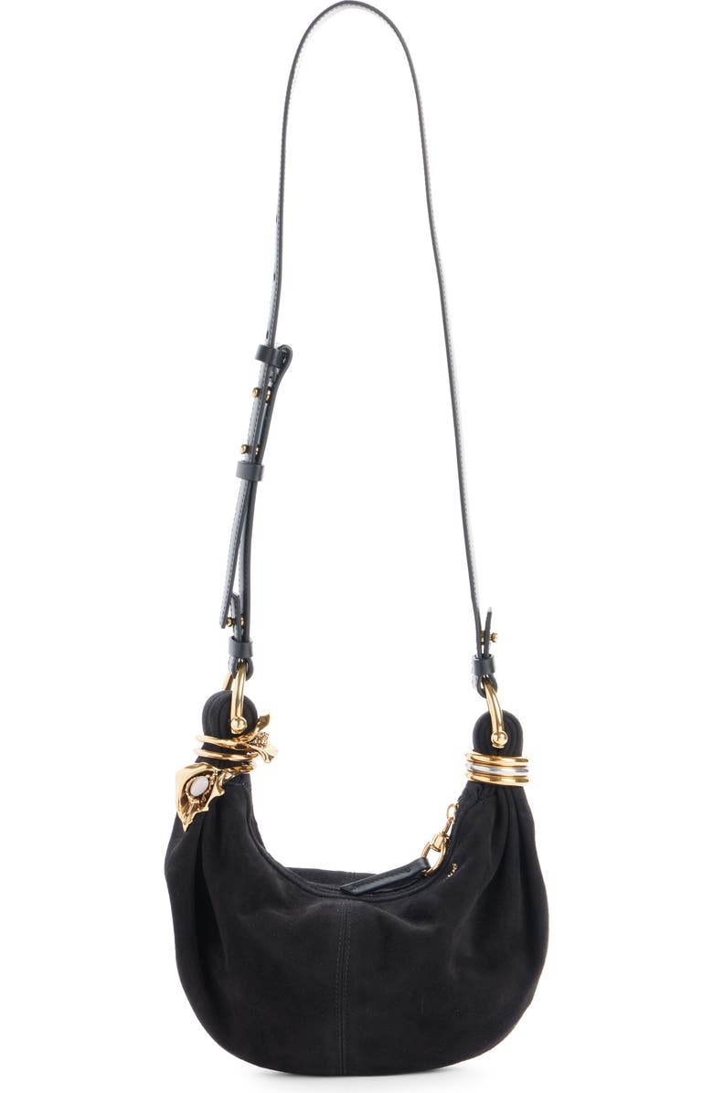 Chloé Bracelet Suede Hobo Bag, Alternate, color, Black