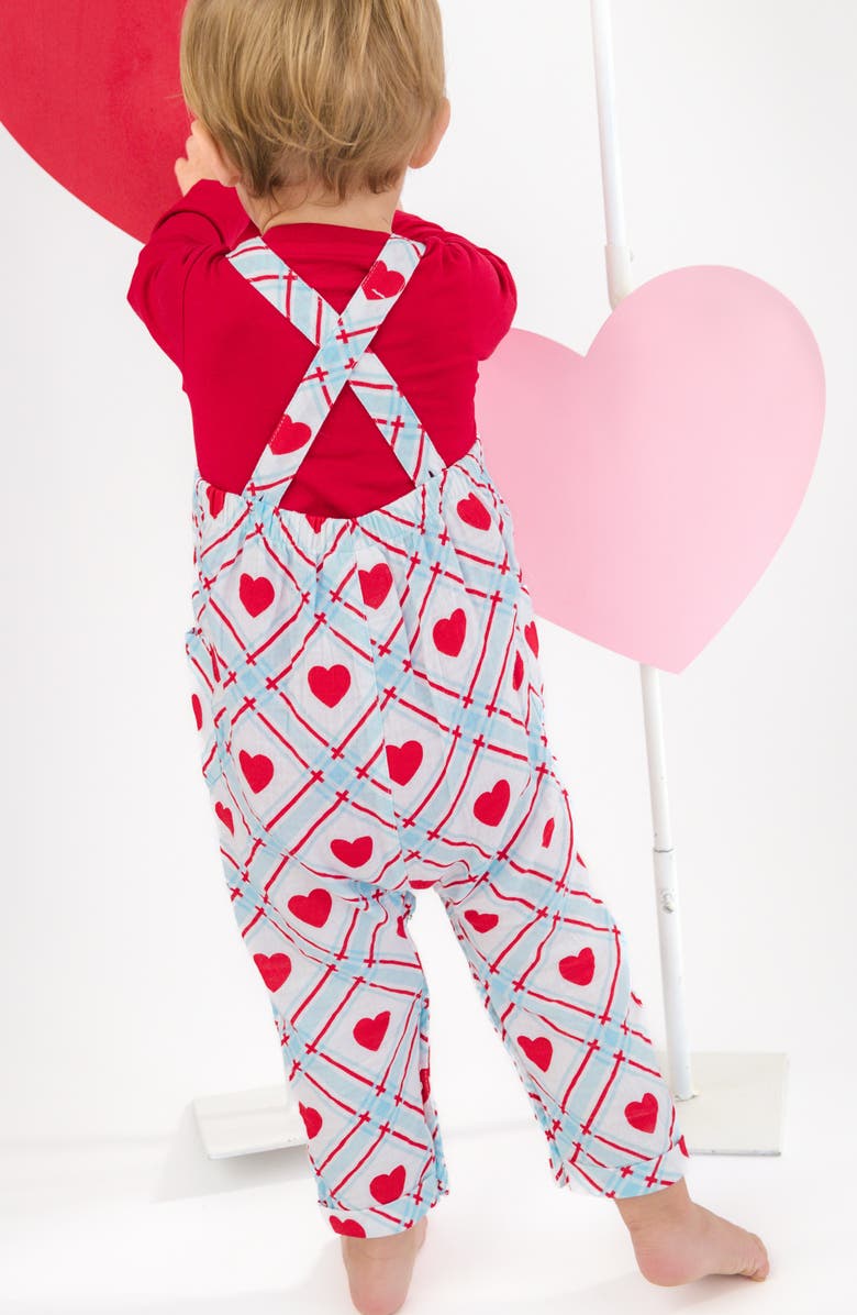 RuggedButts Sweetheart Plaid Cotton Gauze Overalls, Alternate, color, Blue