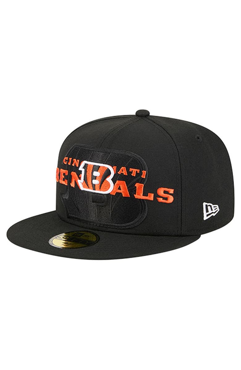 New Era Men's New Era  Black Cincinnati Bengals Overlap Wordmark 59FIFTY Fitted Hat, Alternate, color, Black